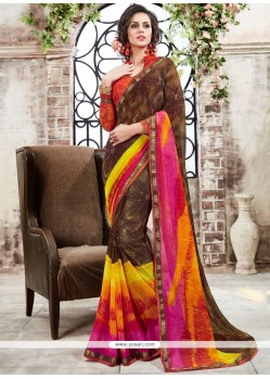 Multi Colour Faux Georgette Printed Saree