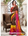 Multi Colour Faux Georgette Printed Saree