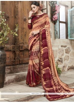 Faux Georgette Multi Colour Printed Saree