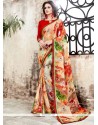 Print Work Multi Colour Faux Georgette Printed Saree