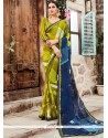 Faux Georgette Green Print Work Printed Saree