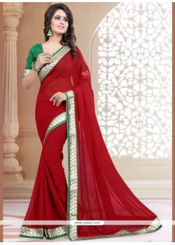 Patch Border Work Faux Georgette Casual Saree