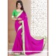 Hot Pink Patch Border Work Faux Georgette Casual Saree