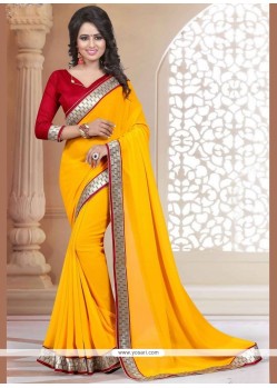 Mustard Patch Border Work Casual Saree