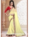 Cream Patch Border Work Faux Georgette Casual Saree