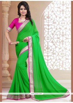 Patch Border Work Faux Georgette Casual Saree