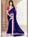 Faux Georgette Navy Blue Casual Saree