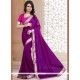 Faux Georgette Purple Patch Border Work Casual Saree