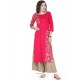 Hot Pink Print Work Cotton Party Wear Kurti