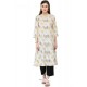 Print Work Off White Party Wear Kurti