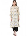 Print Work Off White Party Wear Kurti