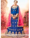 Blue Lace Work Banglori Silk Lehenga Choli