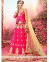 Embroidered Work Hot Pink Banglori Silk Lehenga Choli