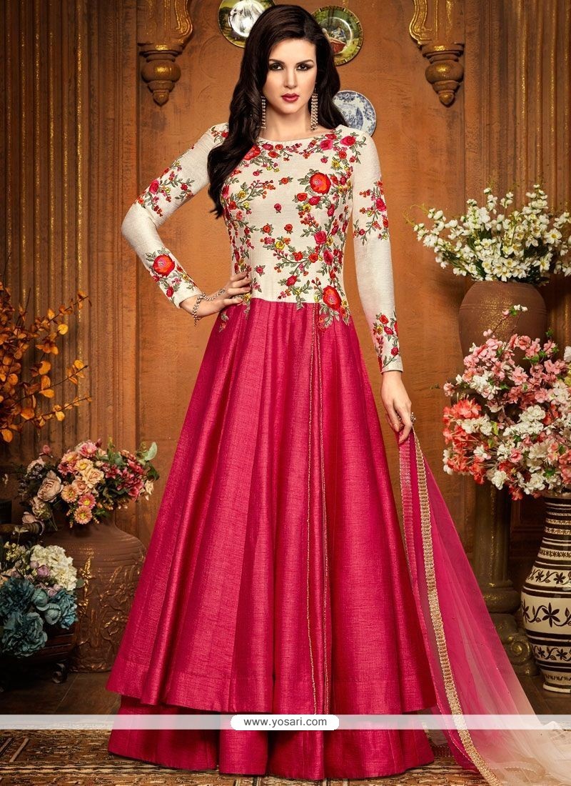 Buy Luxurious Silk Anarkali Suit In Golden Color Online- LSTV0604 Andaaz  Fashion