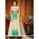 Embroidered Work Sea Green And White Anarkali Suit