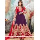 Purple And Red Floor Length Anarkali Suit
