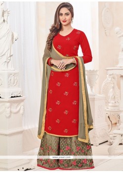 Krystle Dsouza Red Faux Georgette Embroidered Work Designer Palazzo Suit