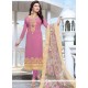 Embroidered Work Pink Faux Georgette Churidar Designer Suit