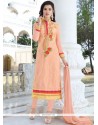 Peach Faux Georgette Churidar Designer Suit