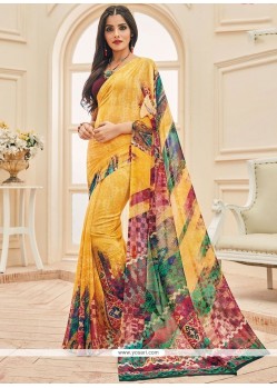 Multi Colour Print Work Printed Saree