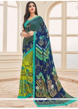 Faux Georgette Multi Colour Printed Saree