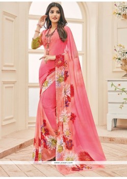 Pink Printed Saree