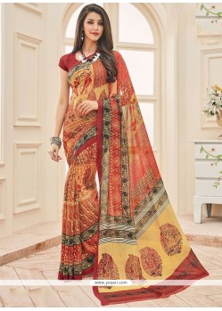 Faux Georgette Multi Colour Print Work Printed Saree