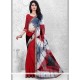 Red Print Work Casual Saree