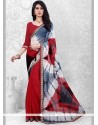 Red Print Work Casual Saree