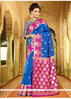Handloom Silk Blue Designer Traditional Saree