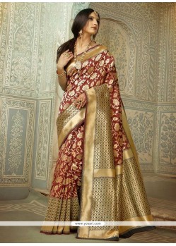 Handloom Silk Brown Designer Traditional Saree