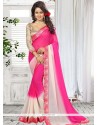 Faux Georgette Hot Pink Shaded Saree