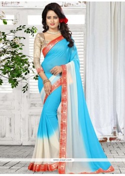 Faux Georgette Blue Shaded Saree