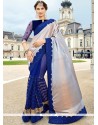 Art Silk Patch Border Work Designer Half N Half Saree