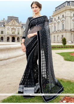 Faux Georgette Patch Border Work Saree