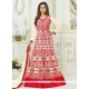 Krystle Dsouza Resham Work Cream And Red Floor Length Anarkali Suit