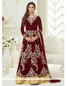 Krystle Dsouza Embroidered Work Maroon Floor Length Anarkali Suit