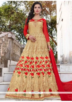 Embroidered Work Faux Georgette Floor Length Anarkali Suit