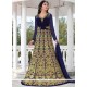 Lace Work Navy Blue Faux Georgette Floor Length Anarkali Suit