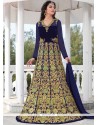 Lace Work Navy Blue Faux Georgette Floor Length Anarkali Suit