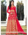 Embroidered Work Hot Pink Faux Georgette Floor Length Anarkali Suit