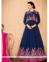 Navy Blue Resham Work Faux Georgette Floor Length Anarkali Suit