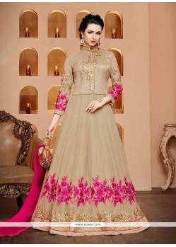 Faux Georgette Embroidered Work Floor Length Anarkali Suit