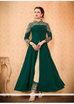 Resham Work Green Pant Style Suit