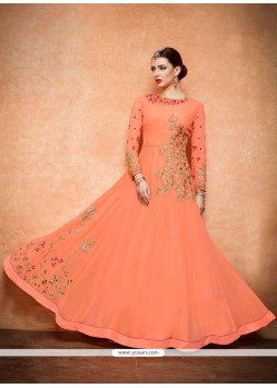 Faux Georgette Embroidered Work Floor Length Anarkali Suit