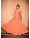 Faux Georgette Embroidered Work Floor Length Anarkali Suit