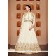 Resham Work White Faux Georgette Floor Length Anarkali Suit