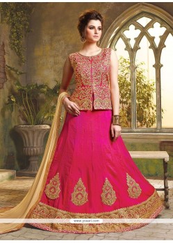 Art Silk Patch Border Work Lehenga Choli