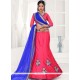 Art Silk Blue And Red Lehenga Choli