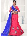 Art Silk Blue And Red Lehenga Choli